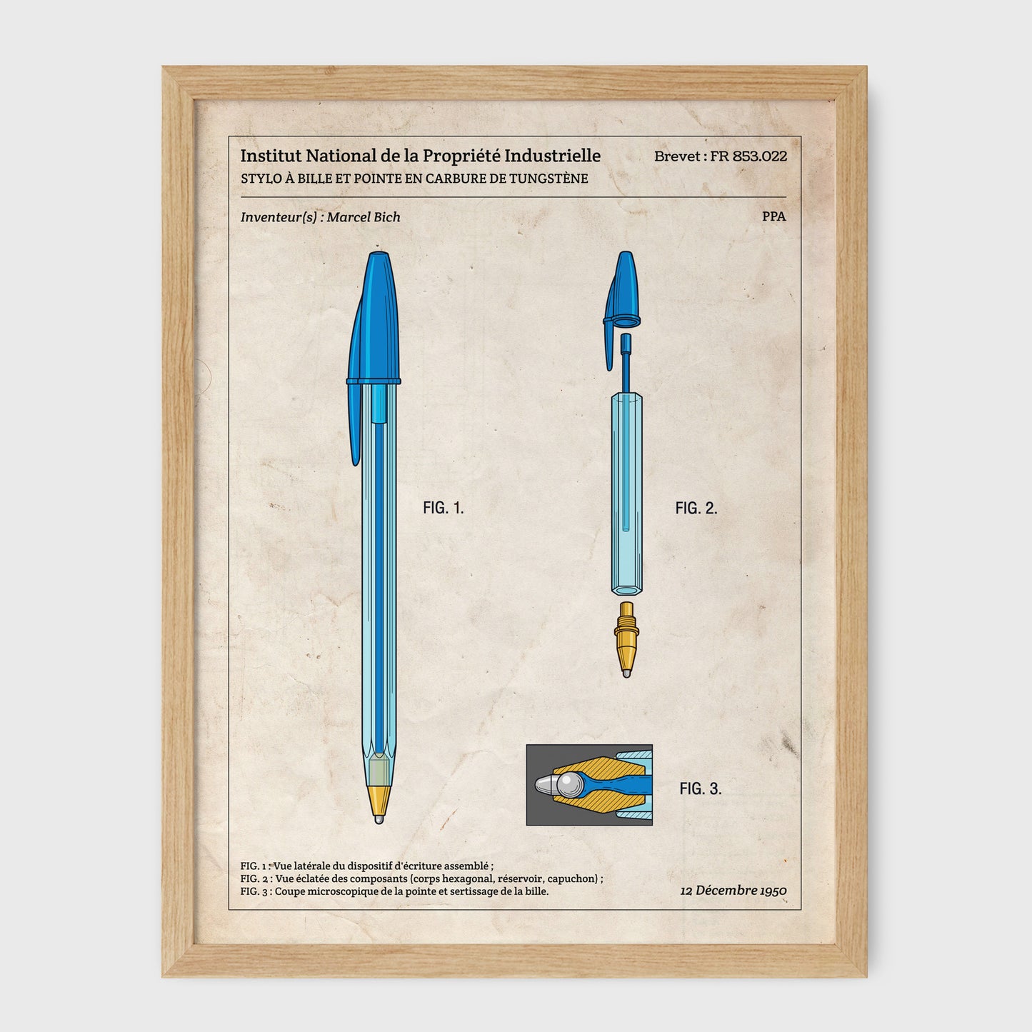 Affiche de brevet - Stylo bille BIC