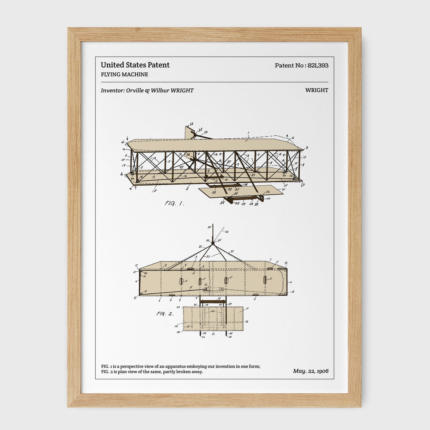 Affiche de brevet - Avion des frères Wright