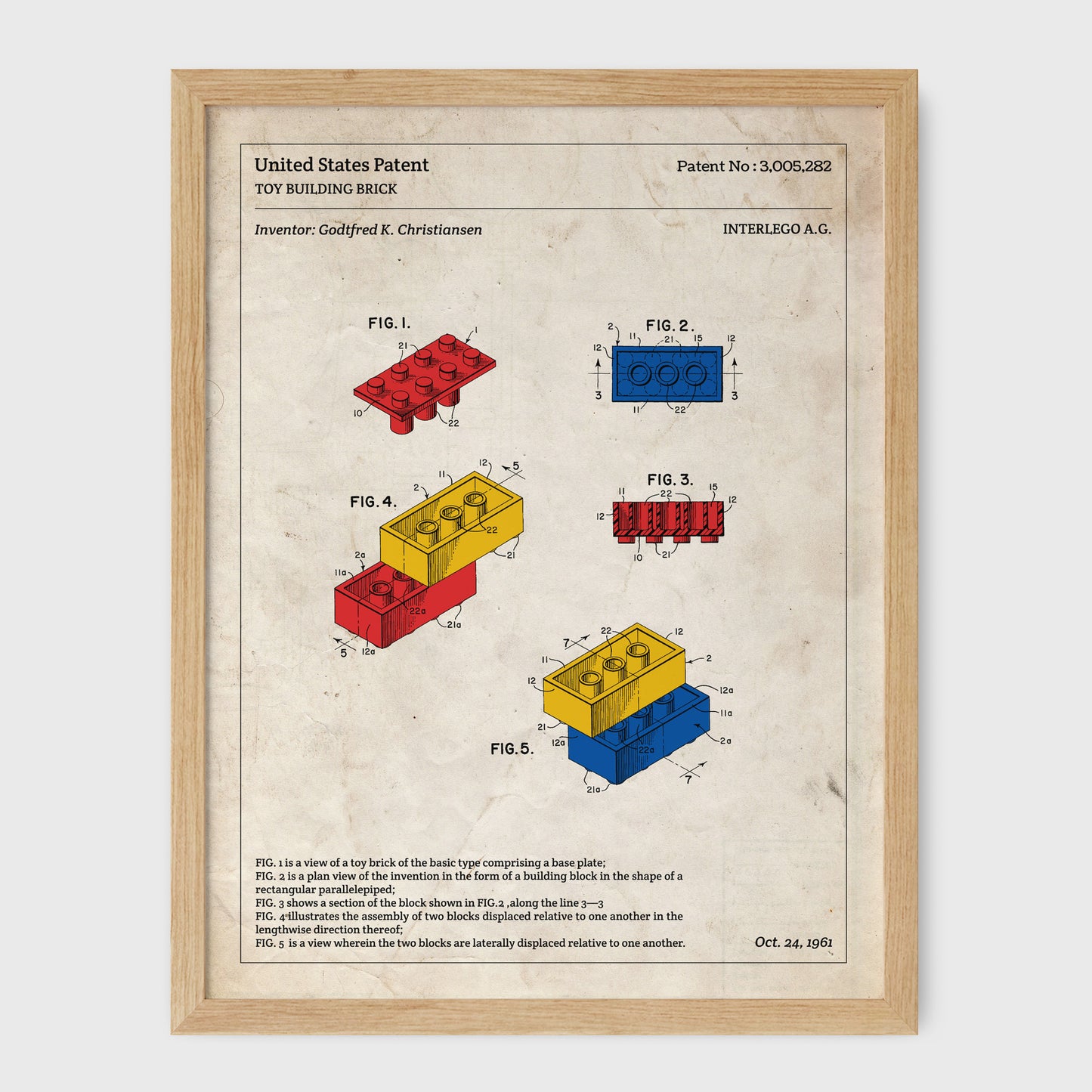 Affiche de brevet - Briques LEGO