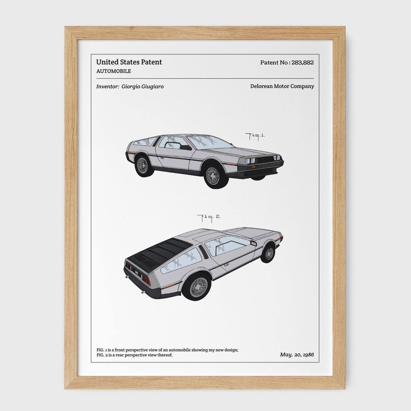 Affiche de brevet - Delorean