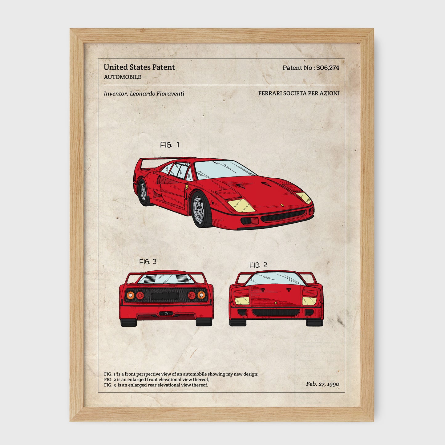 Affiche de brevet - Ferrari F40