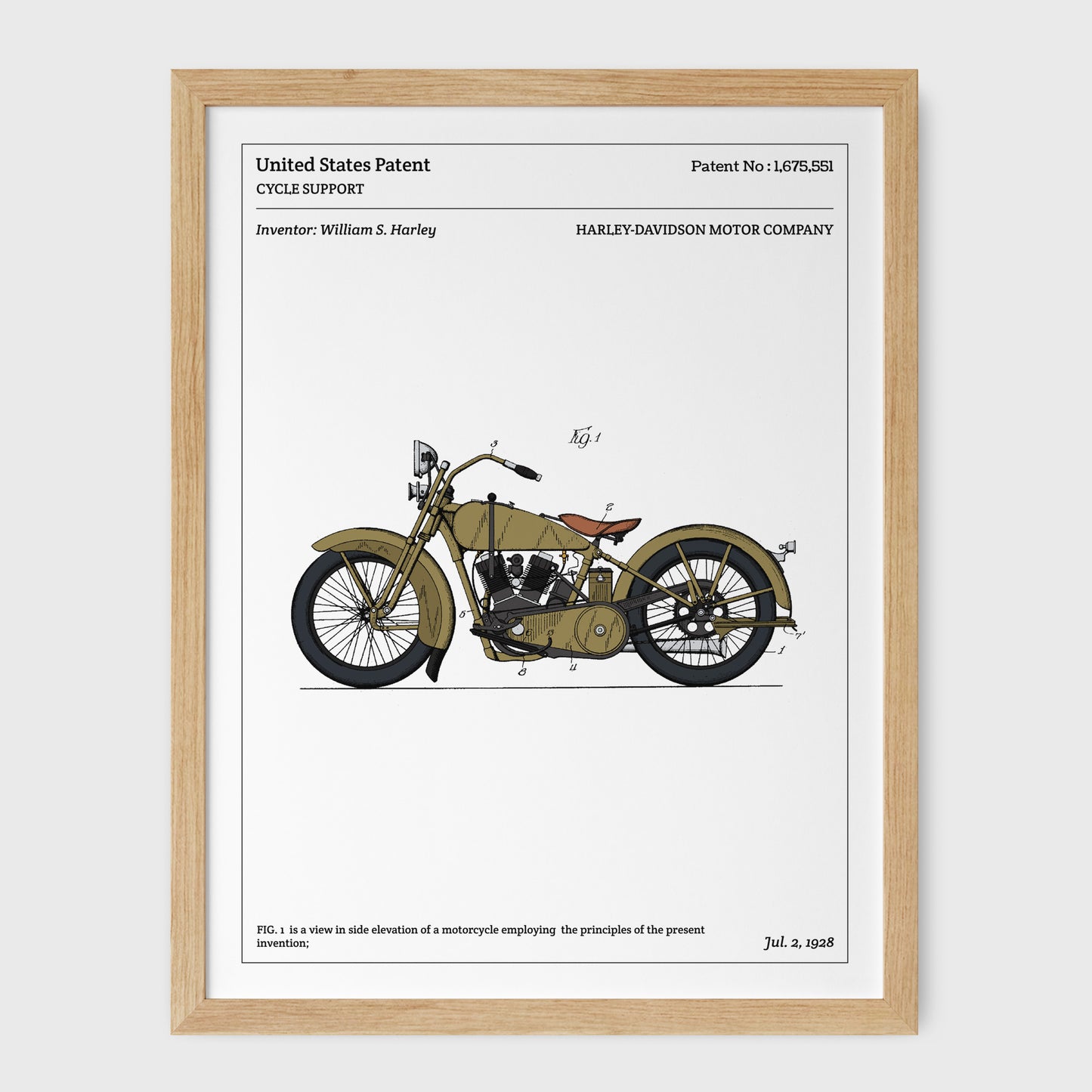 Affiche de brevet - Moteur de Harley Davidson