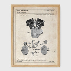 Affiche de brevet - Moteur de Harley Davidson