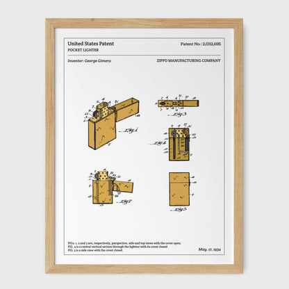 Affiche de brevet - Briquet Zippo