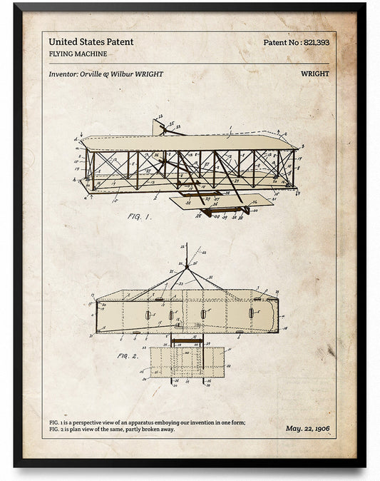 Affiche de brevet - Avion des frères Wright