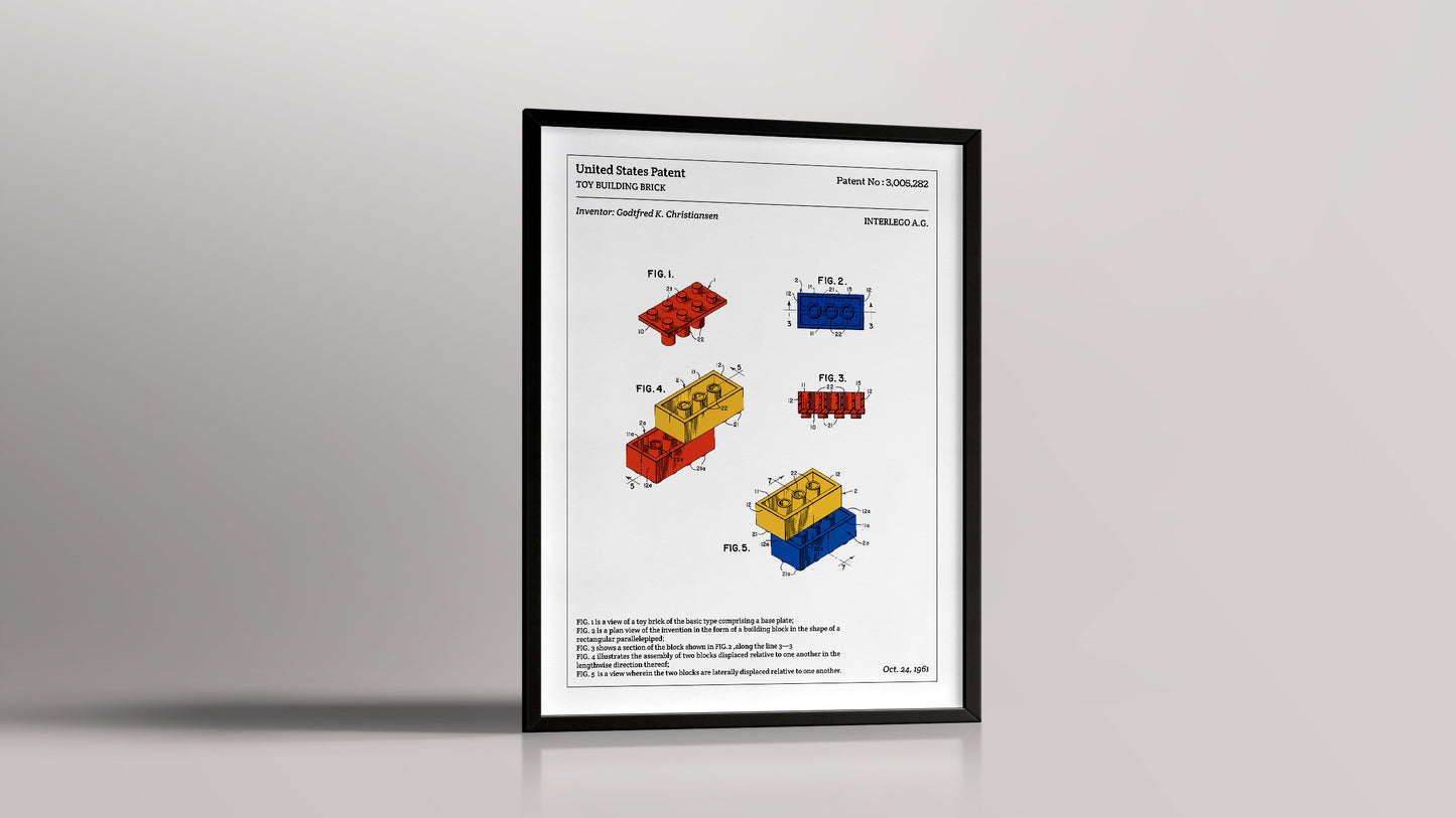 Affiche de brevet - Briques LEGO - L'Affiche Technique