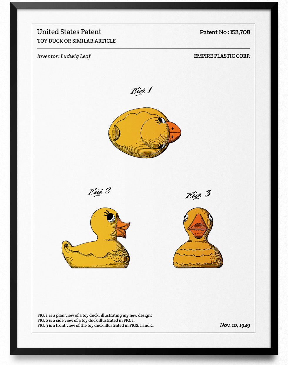 Affiche de brevet - Canard en plastique