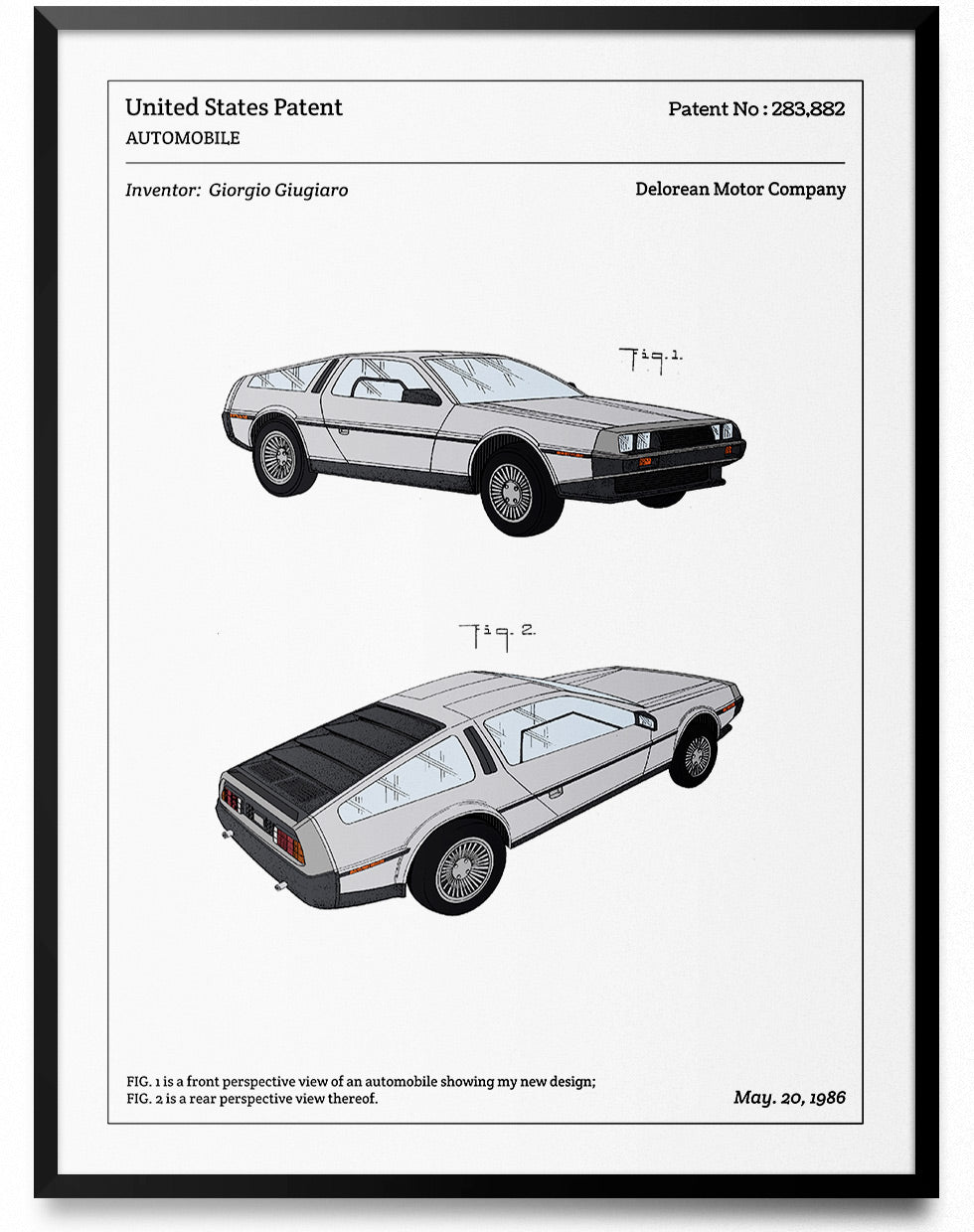 Affiche de brevet - Delorean - L'Affiche Technique