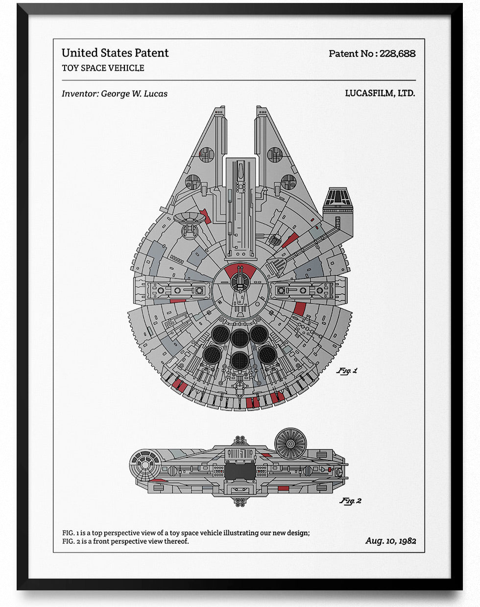 Affiche de brevet - Star Wars - Faucon Millenium