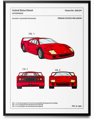 Affiche de brevet - Ferrari F40 - L'Affiche Technique