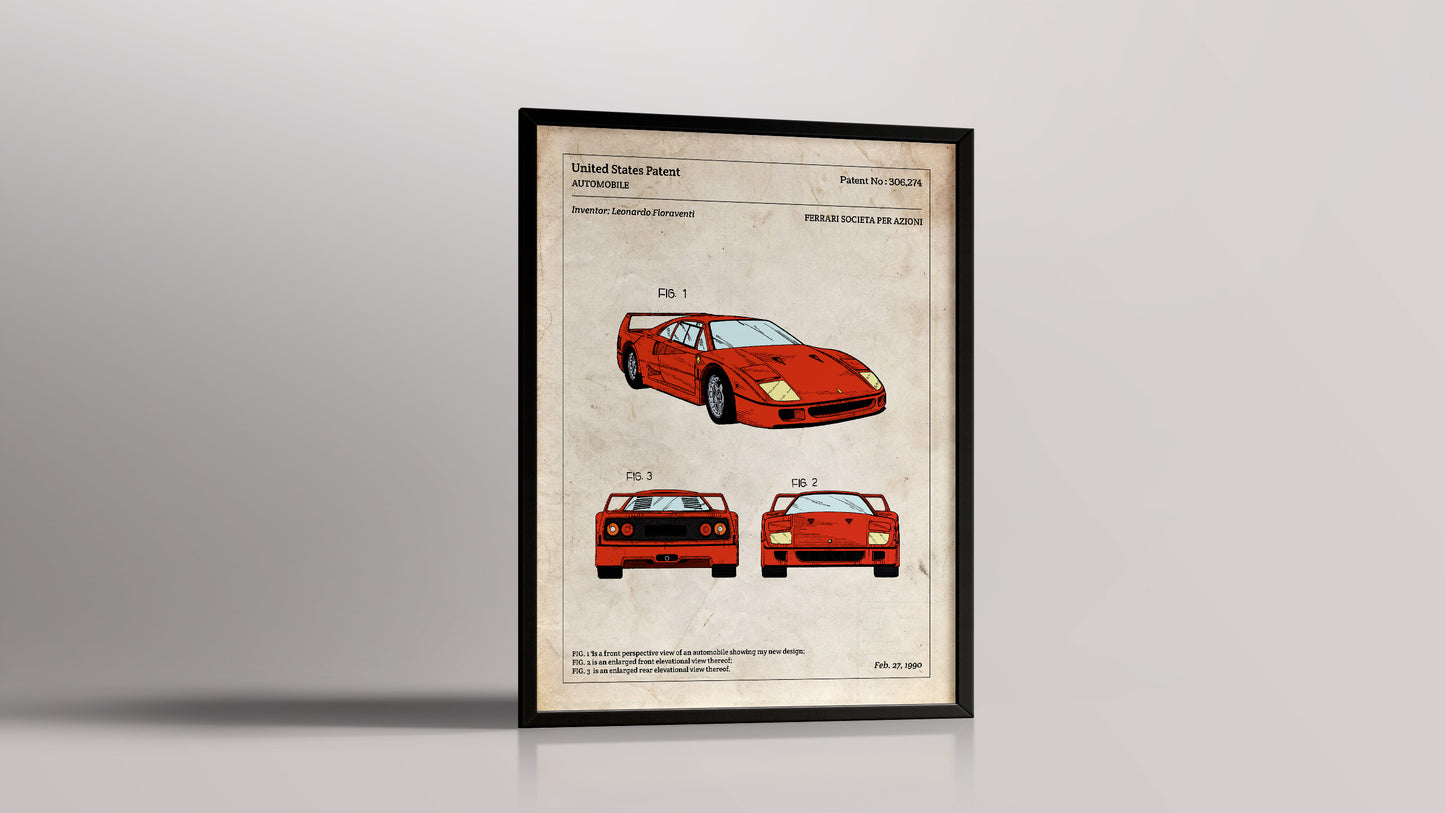 Affiche de brevet - Ferrari F40