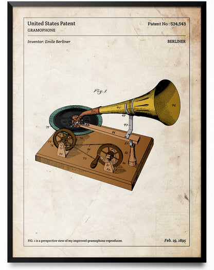 Affiche de brevet - Gramophone