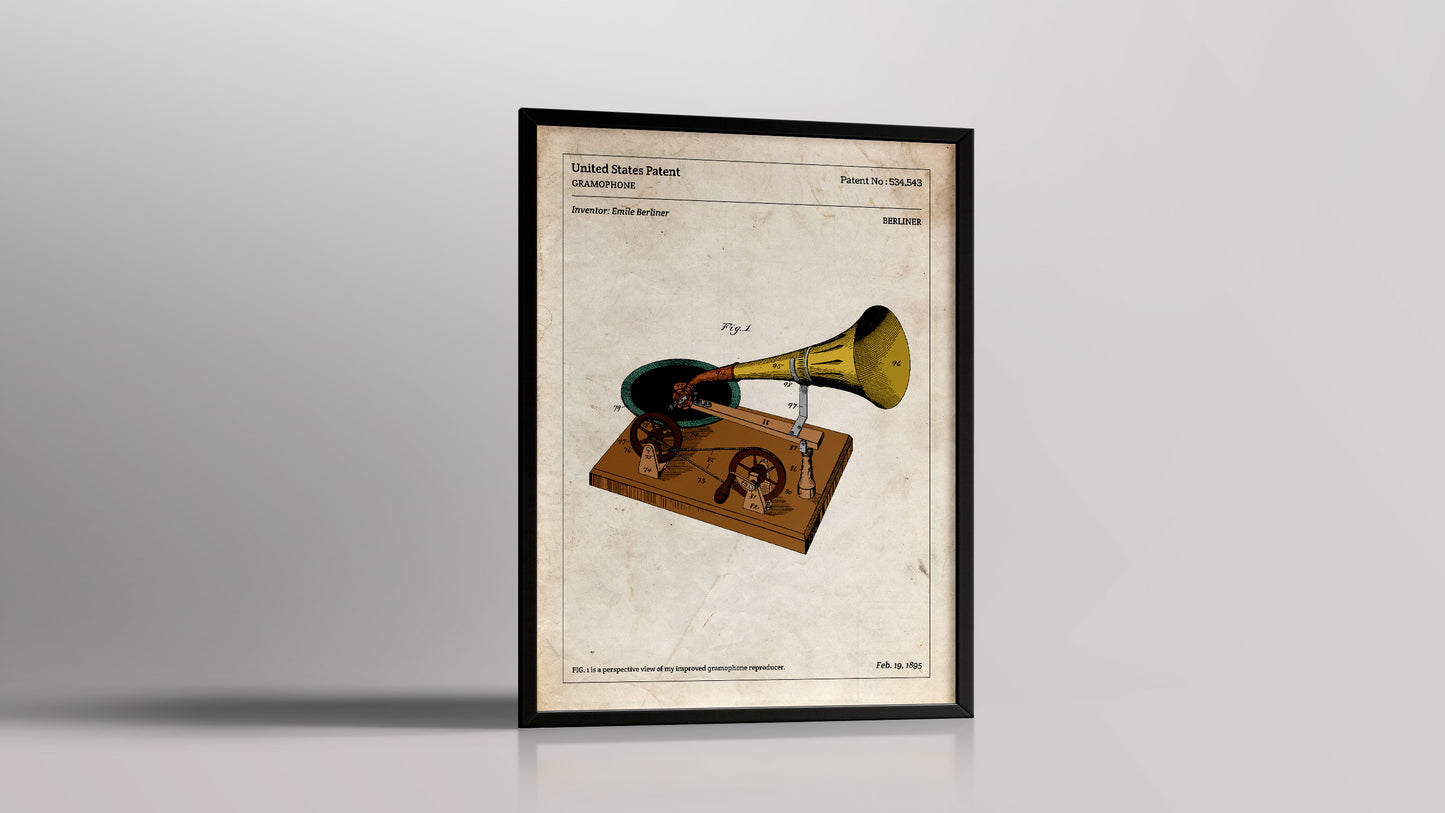 Affiche de brevet - Gramophone