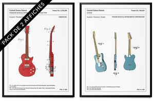 Pack de 2 affiches - Guitares