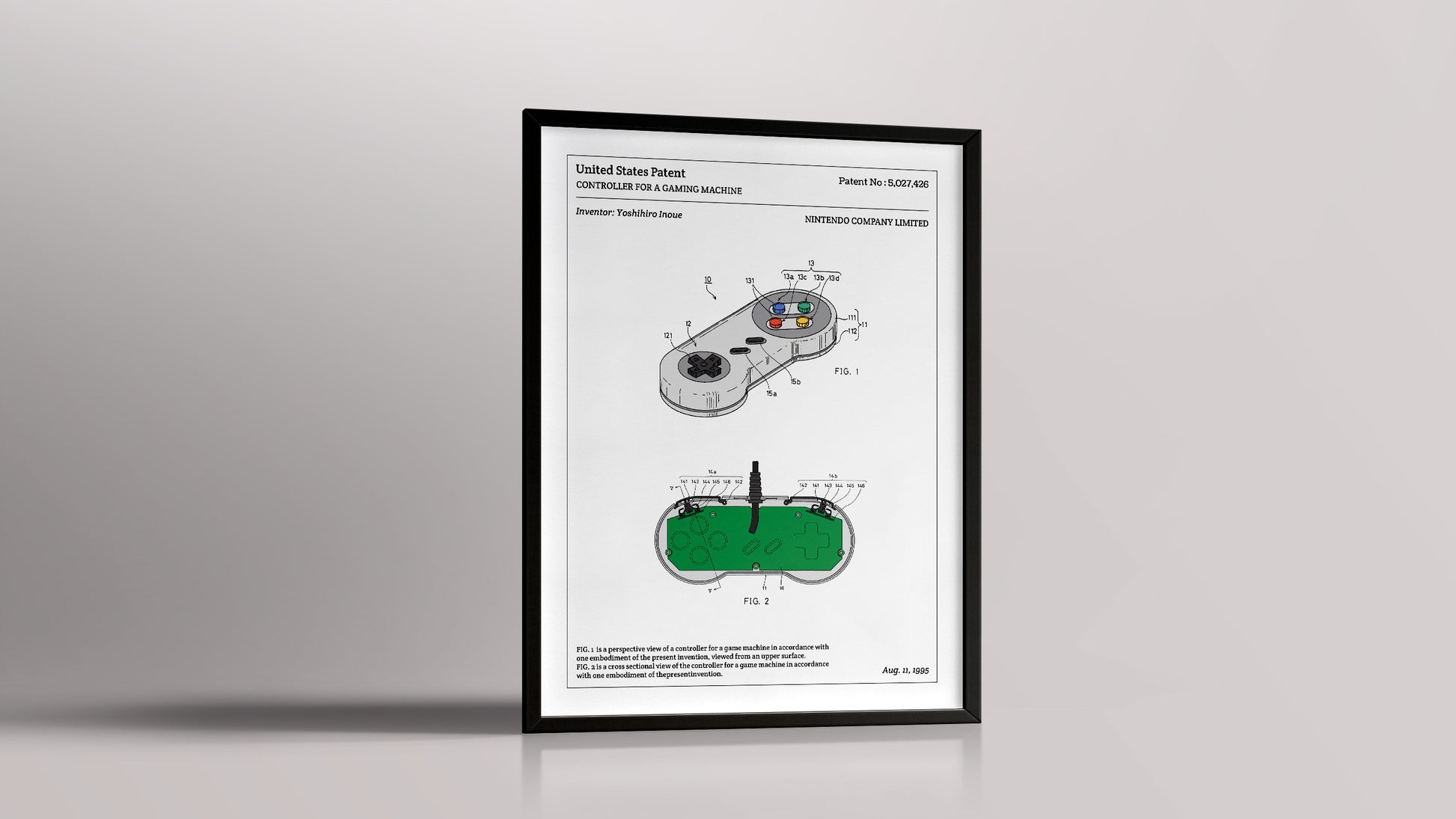 Affiche de brevet - Manette de Super Nintendo - L'Affiche Technique