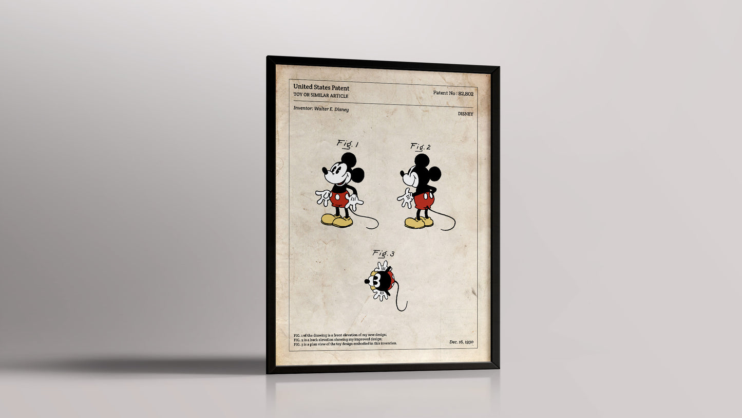 Affiche de brevet - Mickey Mouse