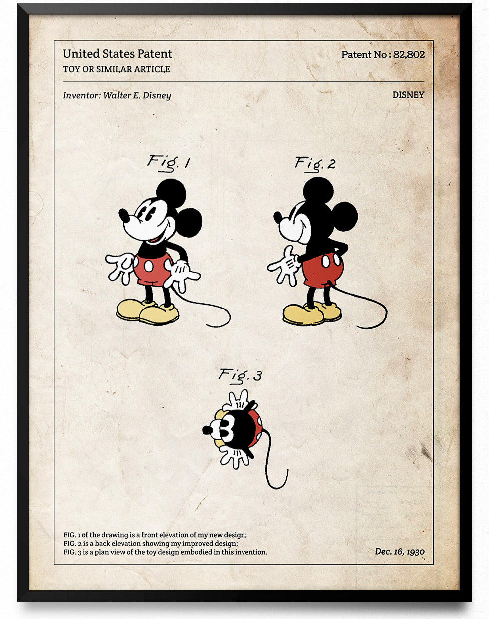 Affiche de brevet - Mickey Mouse