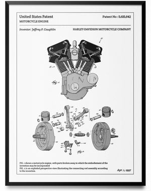 Affiche de brevet - Moteur de Harley Davidson