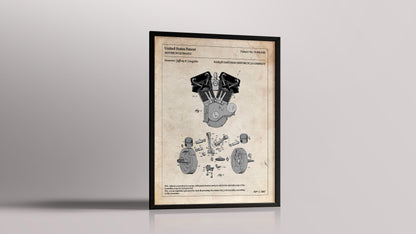 Affiche de brevet - Moteur de Harley Davidson