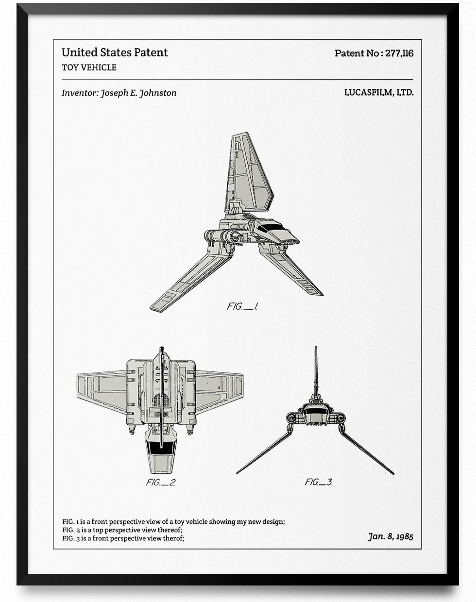 Affiche de brevet - Star Wars - Navette Impériale