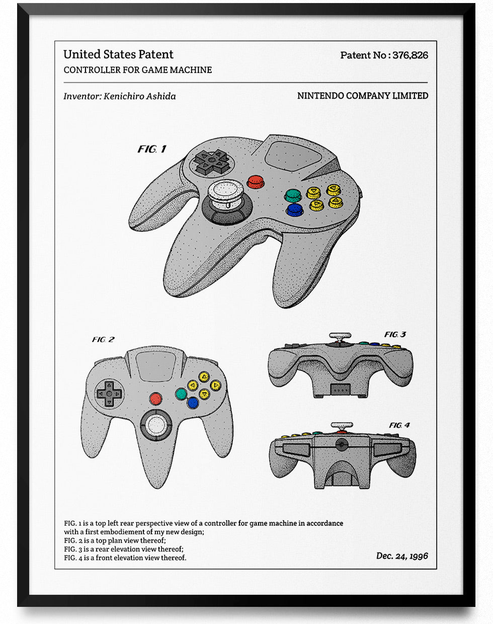 Affiche de brevet - Manette de Nintendo 64