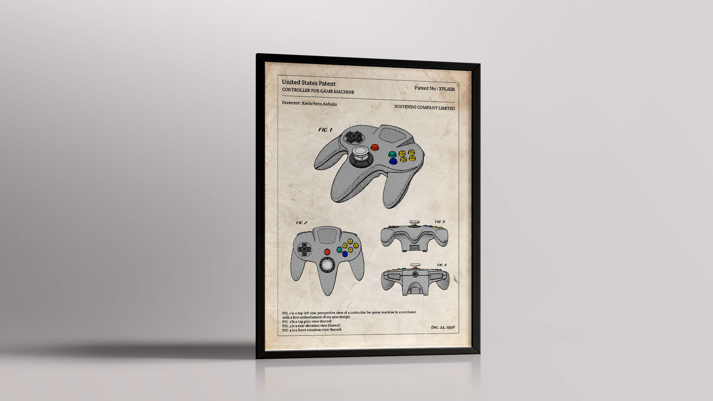 Affiche de brevet - Manette de Nintendo 64