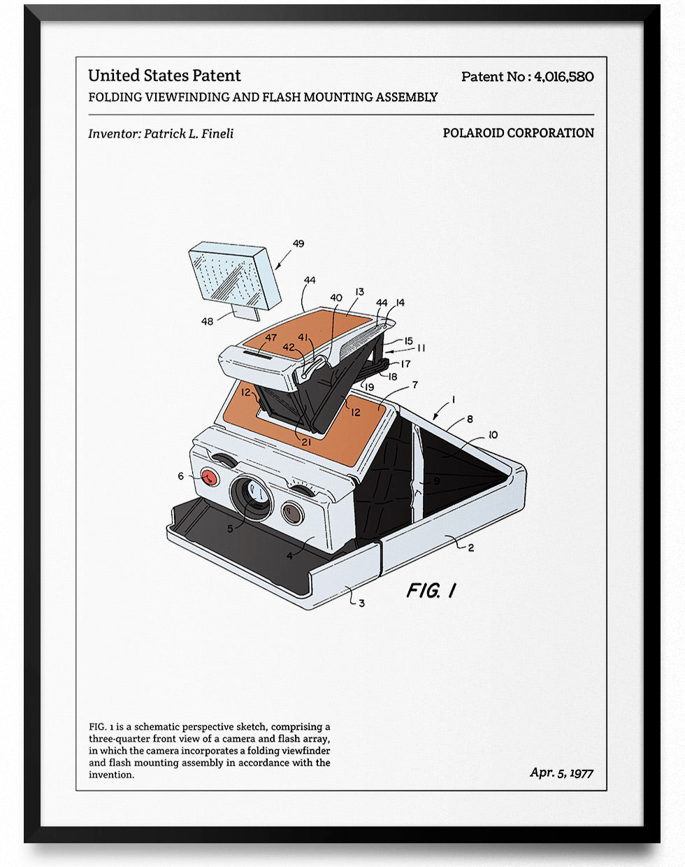 Affiche de brevet - Polaroid SX-70 - L'Affiche Technique