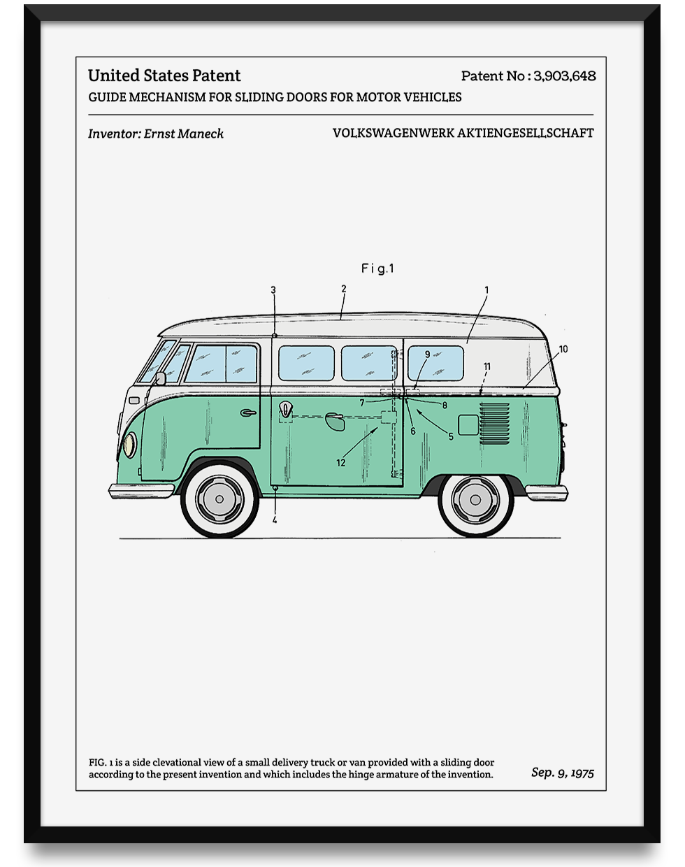 Affiche de brevet - Van Volkswagen Combi