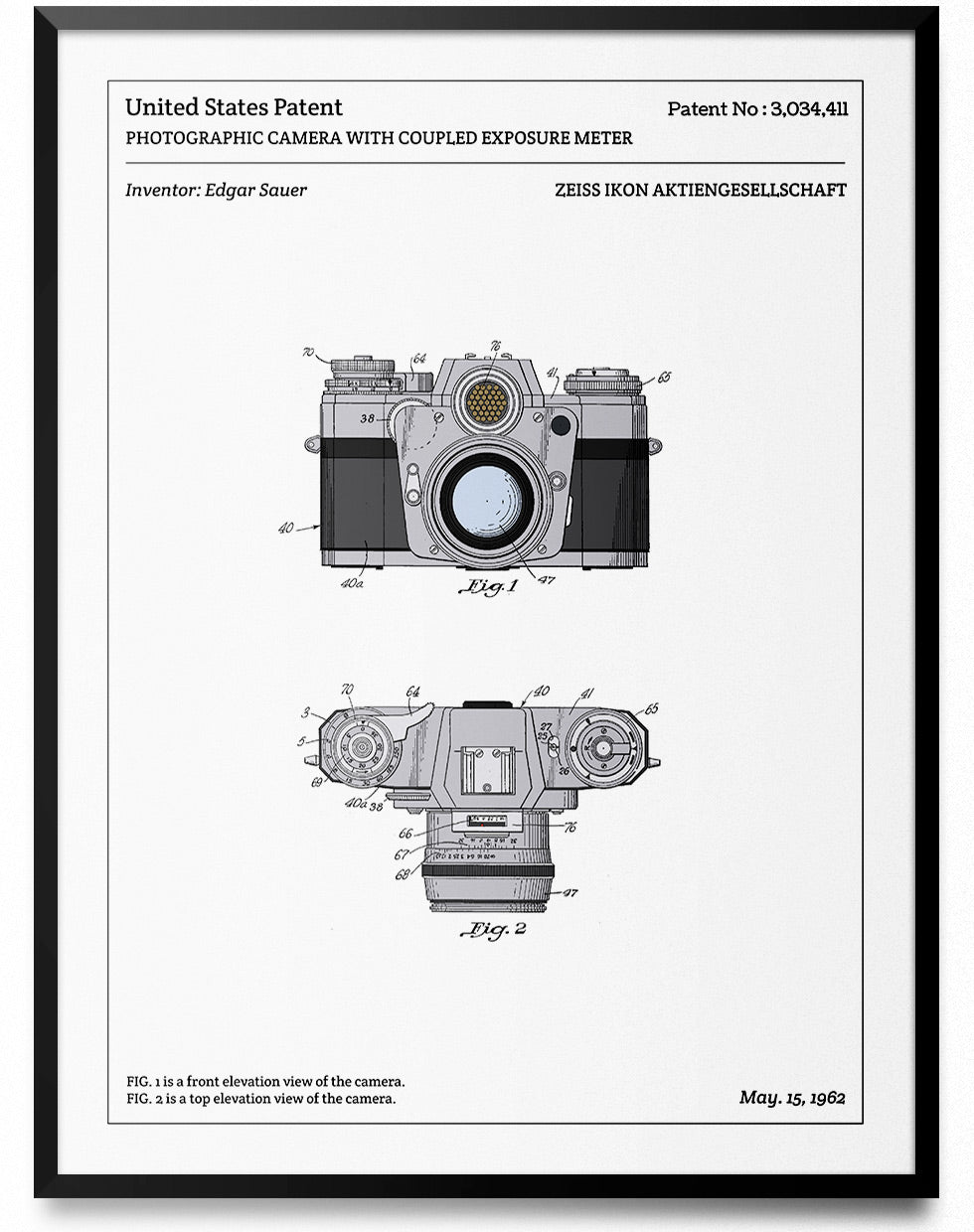 Affiche de brevet - Appareil photo reflex - L'Affiche Technique
