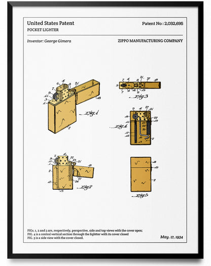Affiche de brevet - Briquet Zippo